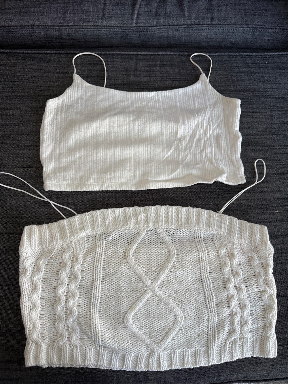 Cream Knit Two-Piece Tube Top Set